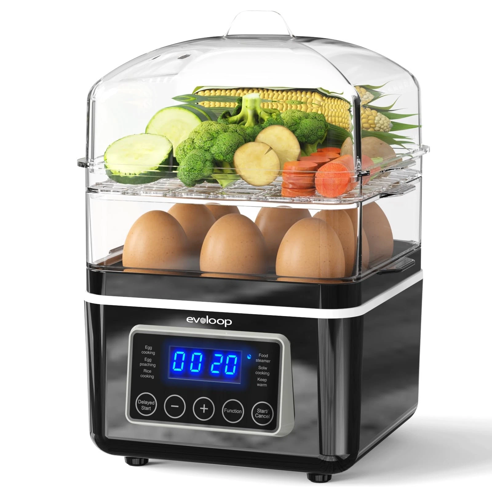 2 Tiers Electric Food Steamer for Cooking, 4 QT Digital Multi Vegetable Steam...