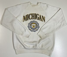 Vintage University of Michigan Crewneck Sweatshirt Sz L Crest Made In USA 90s