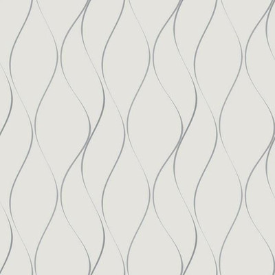 Wallpaper Modern Silver Wavy Stripe on Off White, 56 Sq Ft Bolt