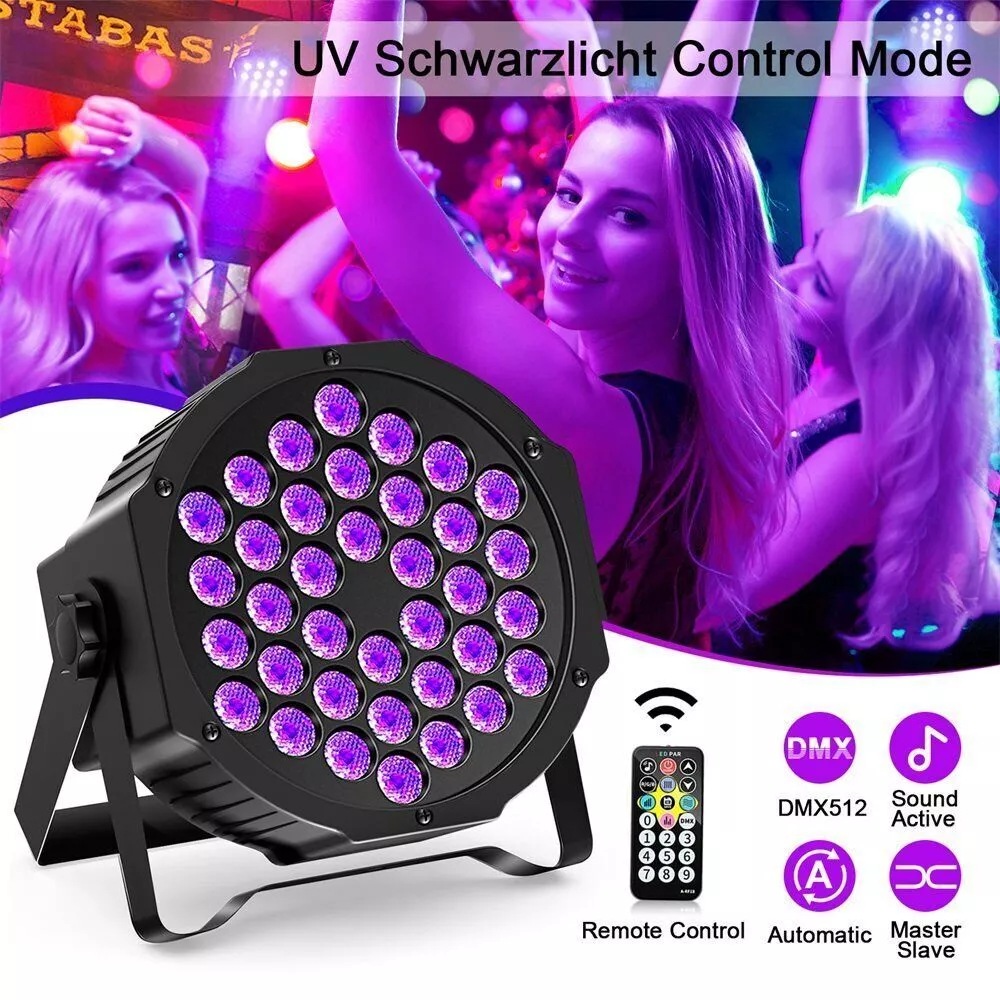 80W 36 LED UV Par Can Stage Light Black Light DMX Club Party Disco Show W Remote