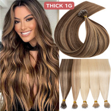 150pcs Nano Ring Beads Tip Remy Human Hair Extensions THICK Micro Loop Weft 1g-s