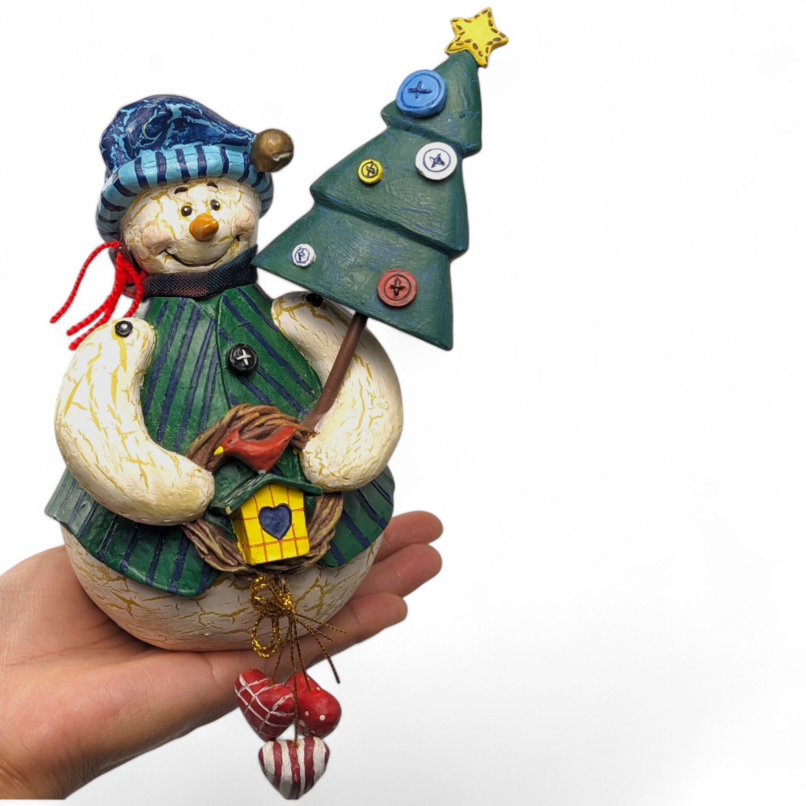 Vintage Christmas Snowman figurine 6.5” Tall Holiday Decoration resin