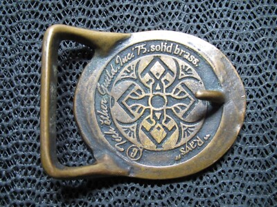 TECH EHTER GUILD RAYS TURQUOISE CORAL INLAY BRASS HIPPIE 