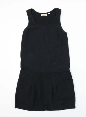 DKNY Damen schwarz Baumwolle A-Linie Größe S Schaufelausschnitt