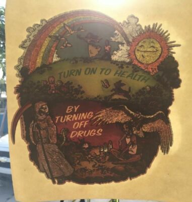 Vintage Rat's Hole Tee Shirt Iron On Transfer 1979 Anti Drug Glitter Grim Reaper