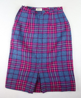 VINTAGE WOMEN'S PURPLE PLAID PENCIL SKIRT - MILLIKEN - 26IN WAIST