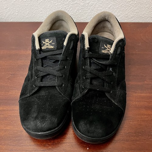 DC Shoes scarpe da uomo tutte nere in pelle scamosciata basse stringate scarpe da skate taglia 13 - Foto 2 di 6