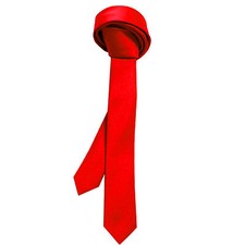 New Polyester Men's 1.5" skinny Neck Tie only solid formal wedding work red