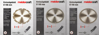 Meistercraft Sägeblatt 190 mm Handkreissägeblatt Holz Gasbeton MDF Kunststoffe
