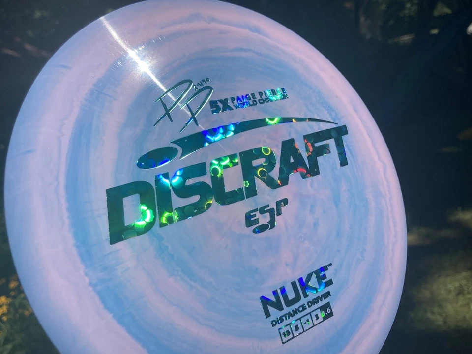 Discraft 5X ESP Nuke-Pink & Blue Cotton Candy Swirls  w Holographic Flowers Foil - Image 3 of 4