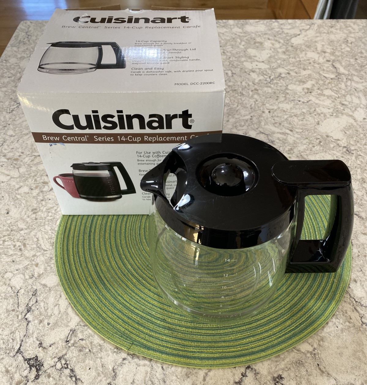 14-Cup Glass Replacement Coffee Carafe Compatible with Cuisinart Coffee Maker