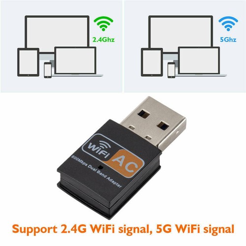 600Mbps Wireless Dual Band USB WiFi Dongle LAN Adapter 802.11ac/a/b/g/n BU - Picture 2 of 8