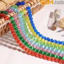 Multicolour Mixed Stone Cats Eye Crystal Glass Loose Bead Blue Green Black Brown