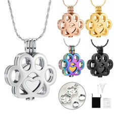 Pet Paw Print Cremation Necklace for Ashes Urn Pendant Keepsake Memorial Jewelry