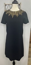 Alice + Olive Gold Short Sheath Dress Size 0 Embellished Neckline Worn One