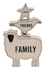 Faith, Family, Friends Animals Stacking Blocks 3 Pc Set Farmhouse Decor NEW
