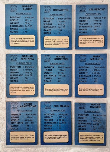 CARLTON TEAM SET of 15 from 168 🏉 SCANLENS 1981 🏉 VFL FOOTBALL TRADING CARDS - Picture 4 of 4