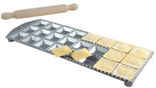 24 Hole Aluminum Square Ravioli Maker With Rolling Pin, Eppicotispai,Davmi 