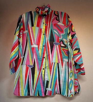 Vintage Joyce Sportswear Union Made Women's Small Colorful Abstract Shirt Jacket