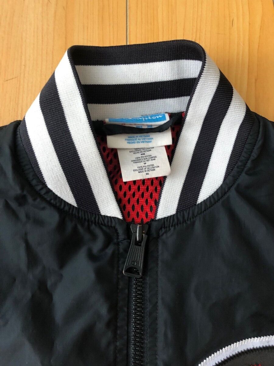 Vintage Champion Full Zip Varsity Bomber Jacket Black Big Vintage Champion Full Zip Varsity Bomber Jacket Black Big