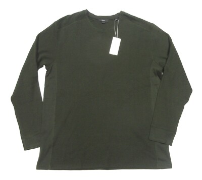 Vince Men's Olive Green Waffle-Knit Thermal Cotton Blend Crew-Neck T-Shirt  $165