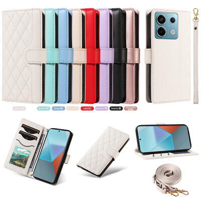 For Xiaomi Redmi Note 12 Pro A3 K70 Magnetic Wallet Phone Cover With Wrist Strap