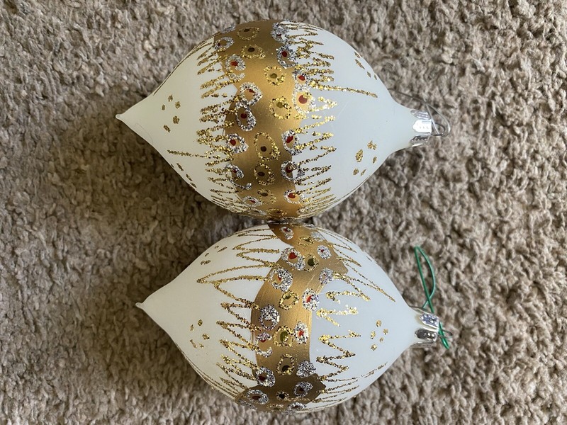Vintage Glass Oval Ornaments-Set of 2
