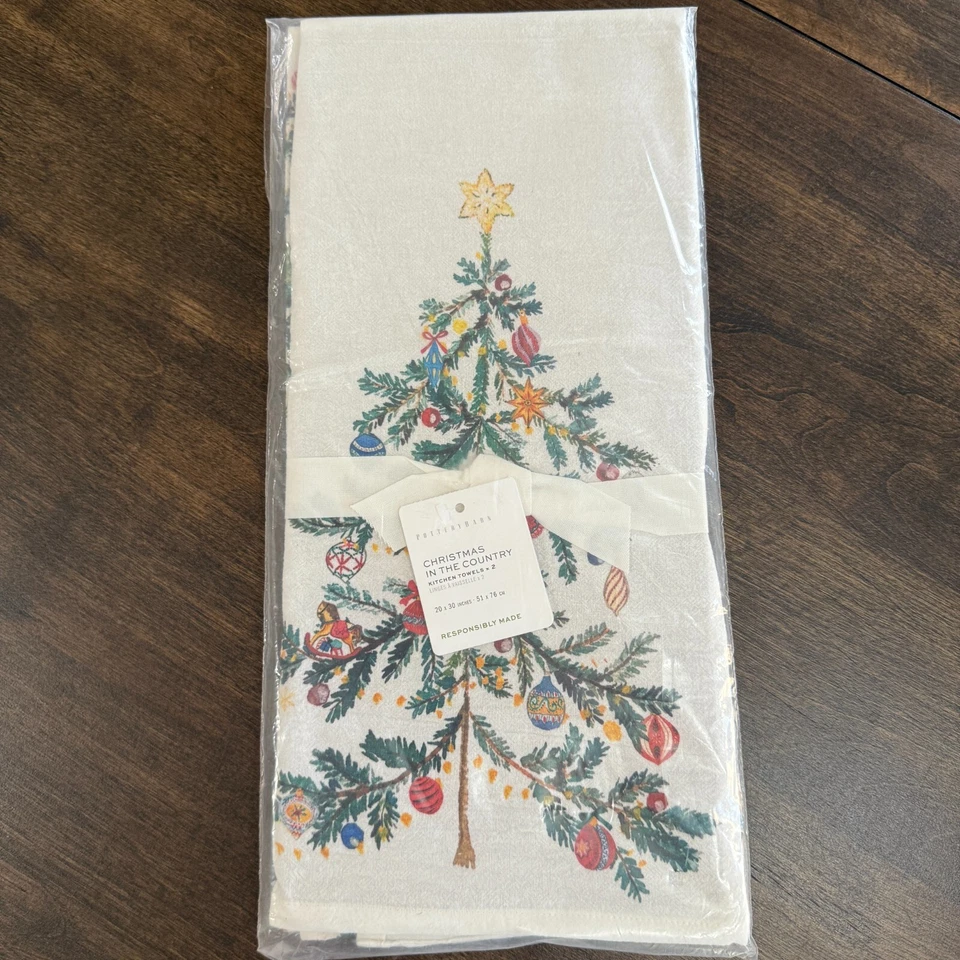 JUEGO DE 2 TOALLAS DE COCINA DE GRANERO DE CERÁMICA NAVIDAD EN EL PAÍS ~ TÉ DE MANO PARA INVITADOS Foto 2 de 4