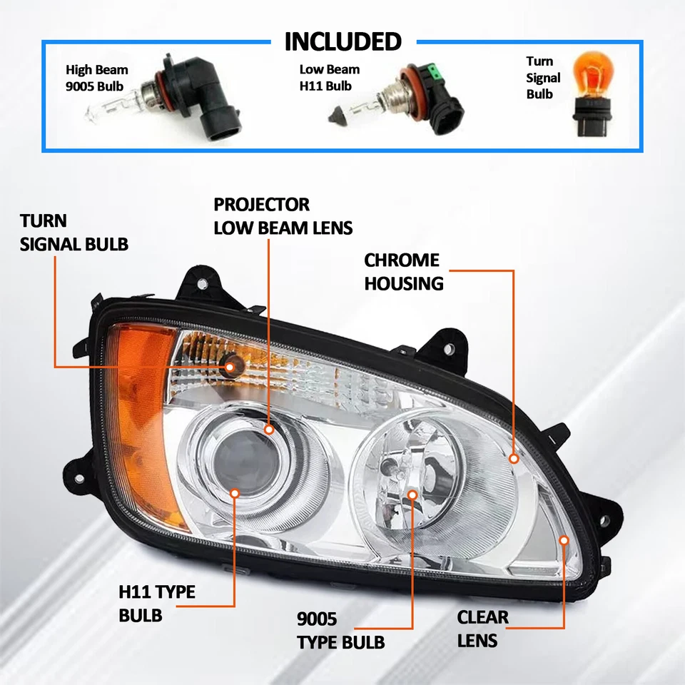 Juego de faros izquierdo y derecho Kenworth T170 T270 T370 2008-2018 T660 2008-2018 Foto 4 de 4