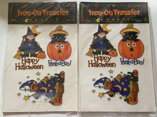 Crafty Creations 2003 Vtg Halloween Glitter Iron On Transfers 2 Sealed Packs