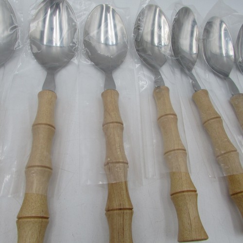 Lifetime Cutlery Stainless Wood Bamboo Style Handle 43 Piece Set - Picture 3 of 13