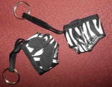 Lot of 2 White Black striped Lyrical shoe key chains Black Suede patches