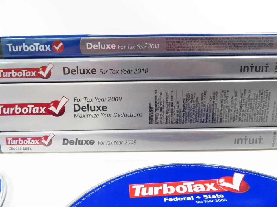 6 Pack TurboTax Deluxe for Win/Mac Federal State Intuit: 05, 06, 08, 09, 10, 13 - Image 2 of 3