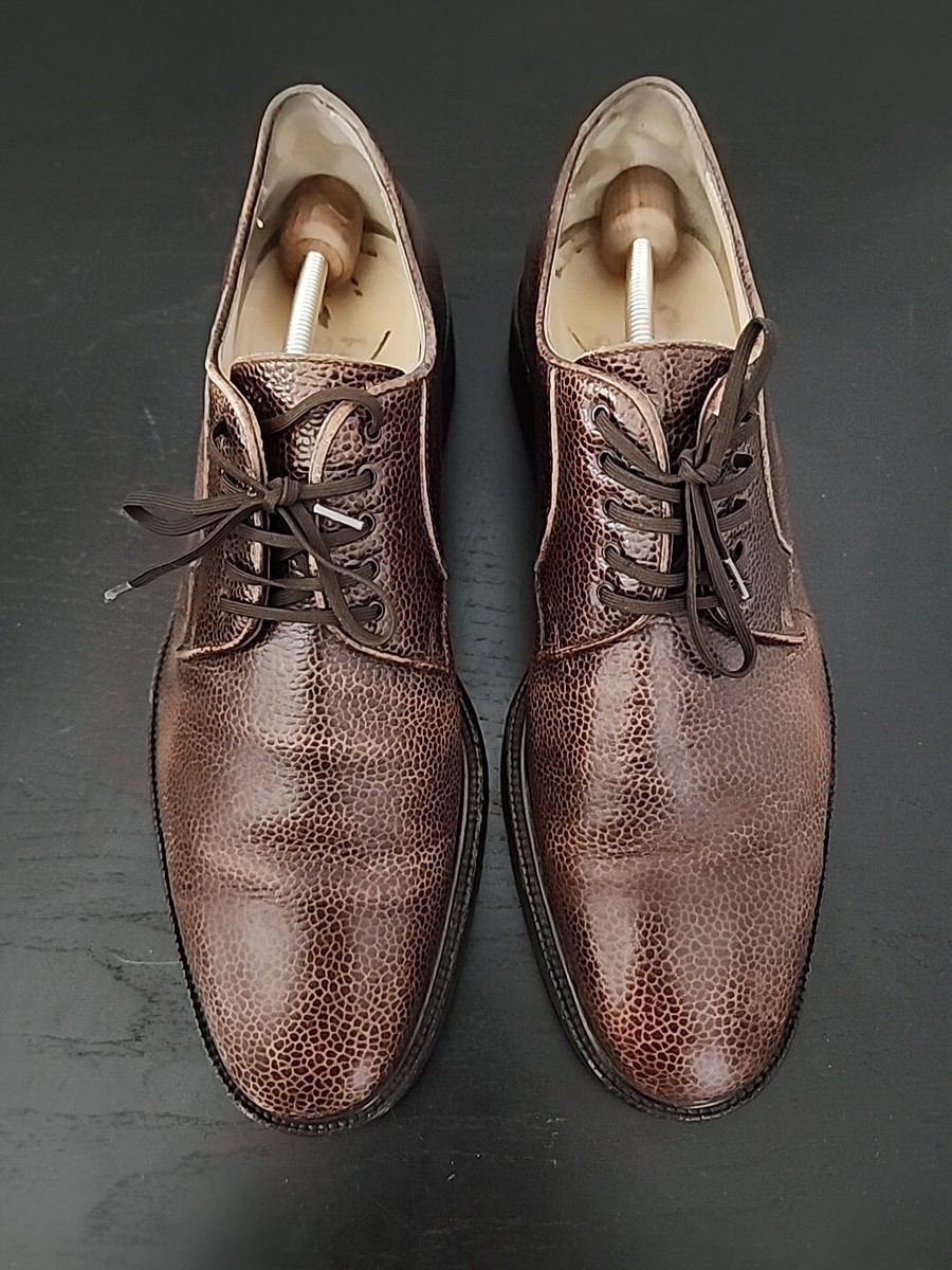 Salvatore Ferragamo Mens Tan Pebble Grain Leather Derby Vibram Sole Shoes 13 D SALVATORE FERRAGAMO Mens Brown Pebble Grain Leather Derby  main image 4