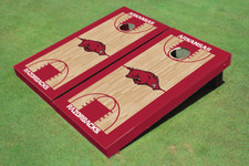 University Of Arkansas Maroon Matching Basketball Court Custom Cornhole Board