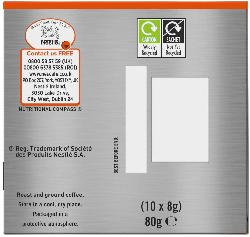 Nescafe Azera Espresso Roast Ground Coffee Bags, 30 Bags, SOLD LOOSE