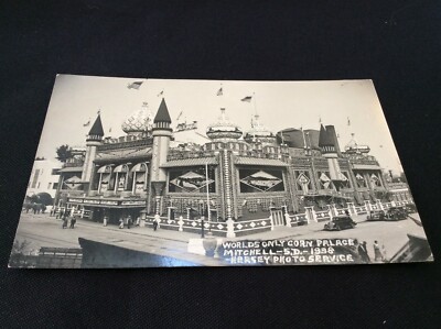 1938 CORN PALACE Mitchell, South Dakota RPPC Real Photo Postcard Unposted 