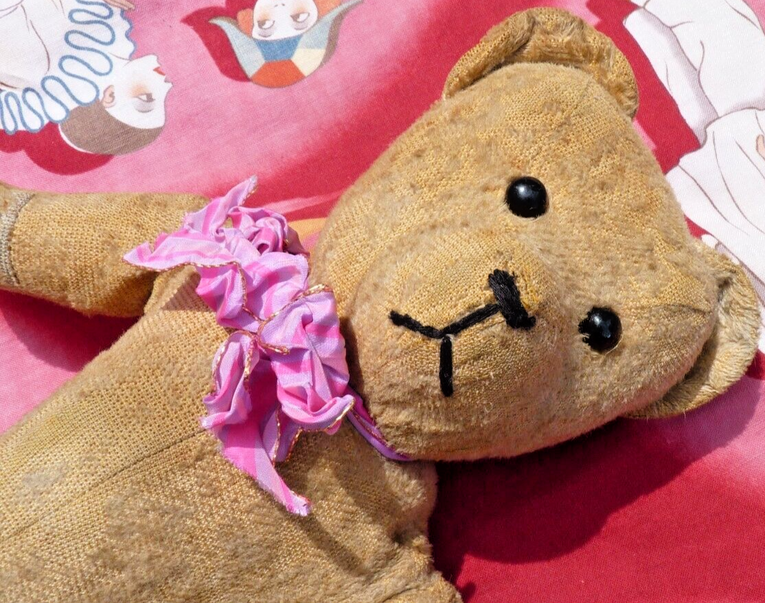 Ancien Ours En Peluche Années 1920, 31,5 Cm, Usure D'époque, Très Mignon