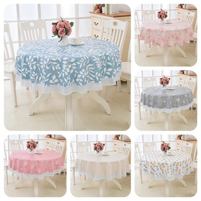 Flower Round Table Cloth Waterproof Past Plastic Kitchen Tablecloth Oilproof Flower Round Table Cloth Waterproof, Round Kitchen Tablecloth