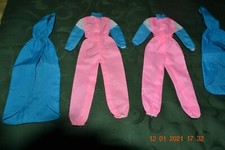 Lot of Vintage Barbie Clothes 2 Bright Pink/blue Jumpsuits  2 capes Lot 138
