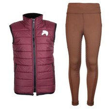 Reitset Kinder Reitweste Moni maroon gesteppt Reitleggings braun MS-Trachten 	