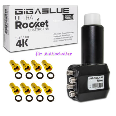Gigablue Ultra Rocket Quattro Multifeed LNB für Multischalter 40mm 0,1dB Schwarz