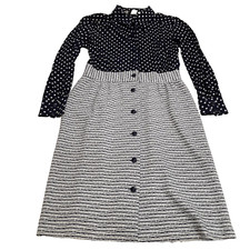 Vintage 1960's Fred Rothschild Blue White Dress Size L Made In USA