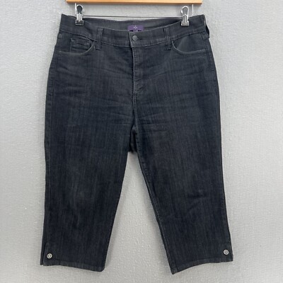 NYDJ Jeans Capri Womens 16P Black Stretch Denim Straight Leg