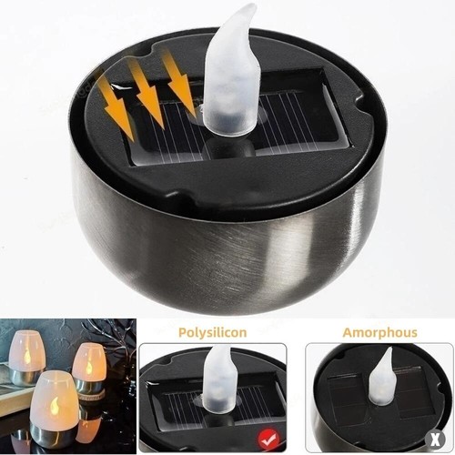 Solar Tee licht Flammen los LED Solar Kerze Tropea in und Transparent mit Akku - Picture 4 of 7