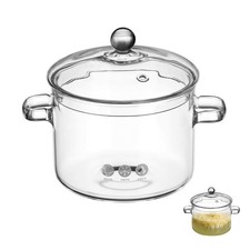  Borosilicate Glass Pot Transparent Cookware Clear Boiling with Lid
