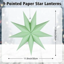 5Pack 9-Pointed Paper Star Lantern 11.8 inch Hanging Paper Lampshade for Wint...