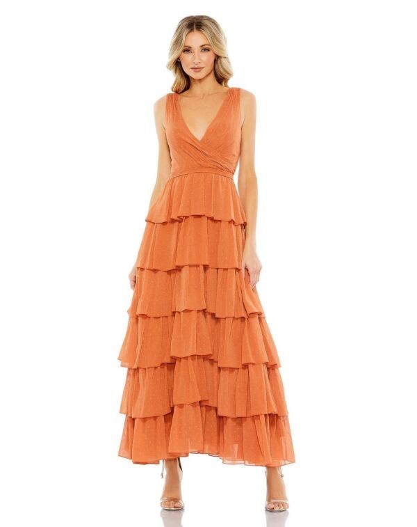 Ieena Mac Duggal 55843 Tiered Skirt Polka Dot Dress Size 12 MSRP $ 358.00