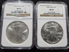 🌟(2) 1993,1999 American Silver Eagle 1 oz .999 Coins NGC MS69 (2 oz total)
