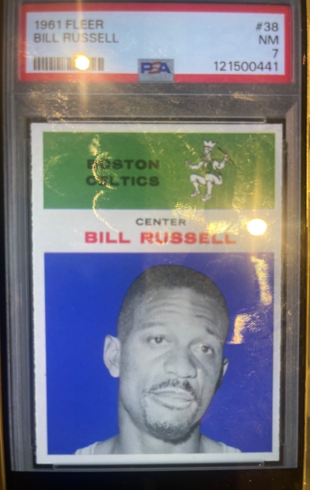 1961-62 Fleer #38 Bill Russell PSA 7 Nice Color New Label